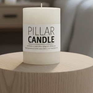 Pillar Candle Rustic White 7.3x10cm